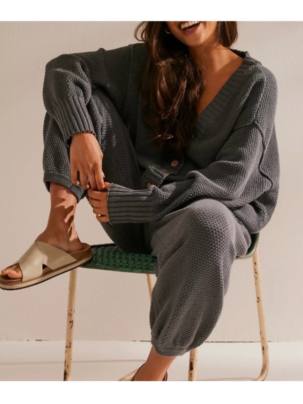 free people Hailee beach sweater cardigan jogger set